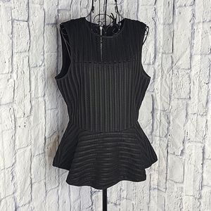 Elegant Black Sleeveless Peplum Top